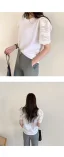 White Pierced Solid Color Cotton Scoop Neck Street Wear Summer Short Sleeve Fashion 2021 Women's Tops