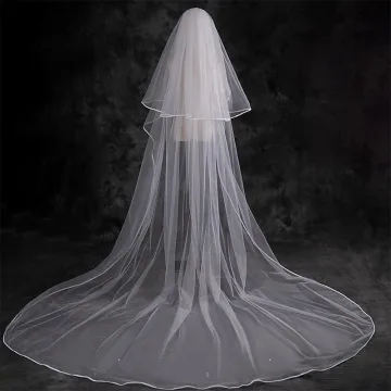 Elegant Modest Simple White 3 M Sweep Train Tulle Wedding Veils 2025