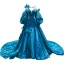 Luxury / Gorgeous Ocean Blue Beading Pearl Sequins Bow Pierced Prom Dresses 2022 Trumpet / Mermaid Scoop Neck Long Sleeve Backless Royal Train Prom Formal Dresses
