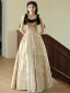 Chic / Beautiful Gold Pearl Tassel Evening Dresses 2023 A-Line / Princess Spaghetti Straps Sleeveless Backless Floor-Length / Long Evening Party Formal Dresses