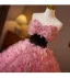 Flower Fairy Candy Pink Appliques Prom Dresses 2025 Ball Gown Strapless Sleeveless Backless Tea-length Tulle Prom Formal Dresses
