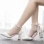 Eleganckie Białe Perła Z Paskiem Kokarda Buty Ślubne 2024 7 cm Grubym Obcasie Szpiczaste Ślub Wysokie Obcasy