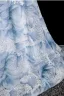 Elegant Sky Blue Beading Sequins Prom Dresses 2025 Ball Gown Off-The-Shoulder Short Sleeve Backless Floor-Length / Long Prom Formal Dresses