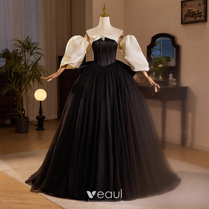 black white mermaid dress Hot Half Black Half White One shoulder Long Sleeves Mermaid Prom Dresses