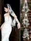 Charming White Handmade  Appliques Lace Flower 1.5 m Wedding Veils 2025 Tulle