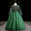 Vintage / Retro Green Sequins Birthday Flower Girl Dresses 2024 Ball Gown V-Neck Long Sleeve Floor-Length / Long