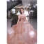 Chic / Belle Rougissant Rose Perlage Perle Paillettes Robe De Bal 2022 Princesse Bustier Sans Manches Dos Nu Longue Robe De Ceremonie