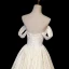 Vintage / Retro Ivory Printing Prom Dresses 2023 A-Line / Princess Off-The-Shoulder Short Sleeve Backless Floor-Length / Long Formal Dresses