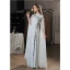 Chinese style Ivory Beading Lace Flower Evening Dresses  Cheongsam 2022 A-Line / Princess High Neck Long Sleeve Split Front Floor-Length / Long Cheongsam / Qipao