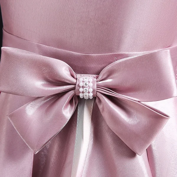 Fashion Burgundy Birthday Cascading Ruffles Flower Girl Dresses 2023 Ball Gown Scoop Neck Sleeveless Backless Bow Tea-length Flower Girl Dresses