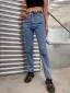 Casual High Waist Women Jeans 2021 Navy Blue Denim Bottoms Pants