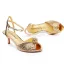 Sexy Gold Rhinestone Summer Evening Party Womens Sandals 2024 Ankle Strap 6 cm Stiletto Heels Open / Peep Toe Sandals High Heels