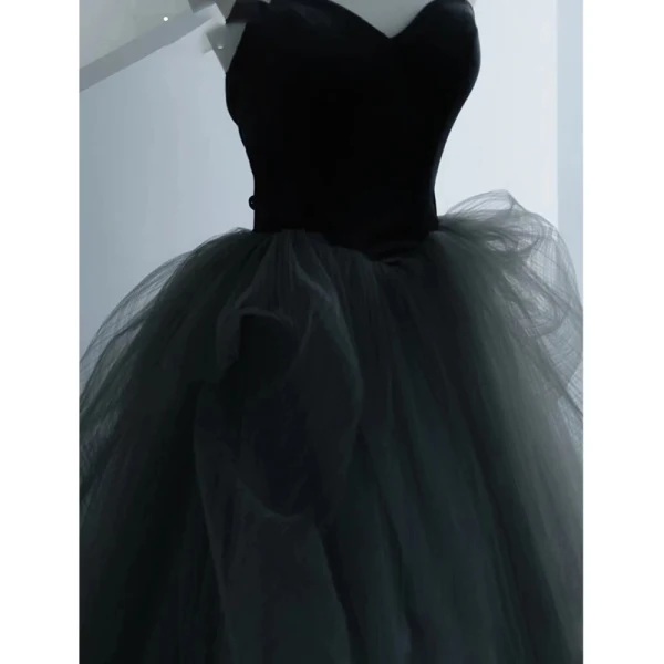 Classy Black Prom Dresses 2023 Ball Gown Strapless Sleeveless Backless Prom Floor-Length / Long Formal Dresses