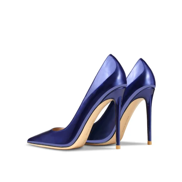 Chic / Belle Bleu Roi Cuir Verni Bureau OL Escarpins 2022 Cuir 10 cm Talons Aiguilles À Bout Pointu Escarpins Talons Hauts