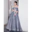Charmant Bleu Ciel Perlage Paillettes Robe De Bal 2023 Princesse Bretelles Spaghetti Sans Manches Dos Nu Longue Promo Robe De Ceremonie