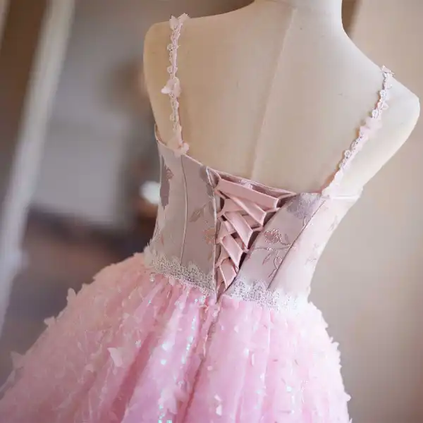 Lovely Candy Pink Beading Appliques Lace Flower Sequins Homecoming Short Graduation Dresses 2024 Ball Gown Spaghetti Straps Backless Sleeveless