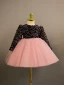 Chic / Beautiful Blushing Pink Bow Sequins Birthday Flower Girl Dresses 2024 Ball Gown Scoop Neck Short Long Sleeve