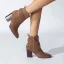 Fine Brun Vinter Gateklær Suede Boots Dame 2023 8 cm Tykk Hæler Spisse Boots