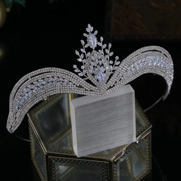 Sparkly Silver Rhinestone Wedding Tiara 2022 Bridal Jewelry Alloy