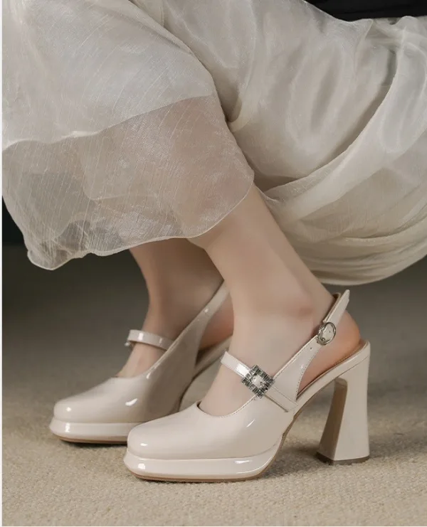 Elegant Black Casual Womens Shoes 2026 10 cm Thick Heels Round Toe High Heels