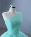 High-end Mint Green Cascading Ruffles Prom Dresses 2024 Ball Gown One-Shoulder Sleeveless Backless Court Train Prom Formal Dresses