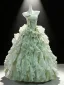 Prom Dresses Formal Dresses Prom Dresses Sage Green Crossed Straps Backless Bow Cascading Ruffles Floor-Length / Long Polyester Strapless Prom Fall Spring Summer Sleeveless Ethereal