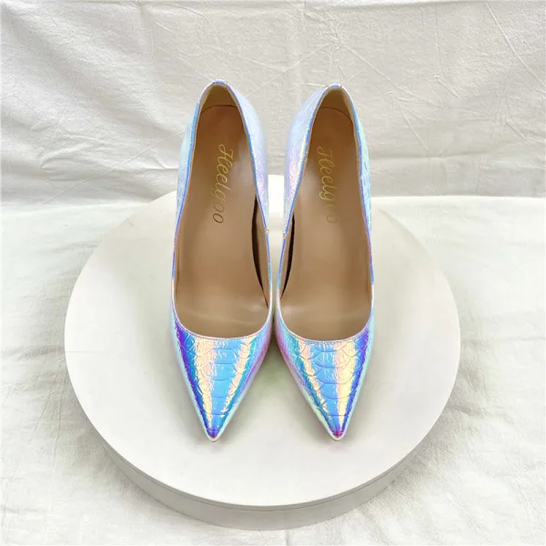 Chic / Belle Blanche Laser Soirée Escarpins 2023 12 cm Talons Aiguilles À Bout Pointu Escarpins Talons Hauts