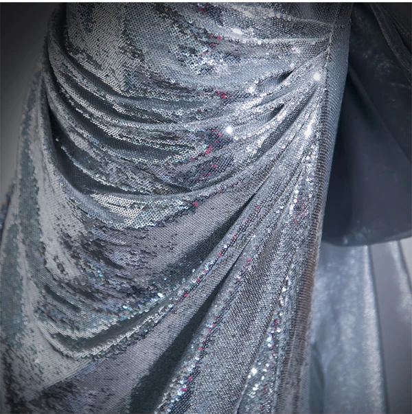 Scintillantes Sexy Argenté Paillettes Robe De Soirée 2024 Trompette / Sirène Bustier Sans Manches Dos Nu Noeud Tribunal Train Soirée Robe De Ceremonie