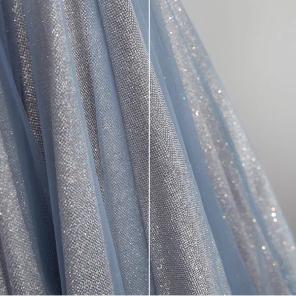 Charmant Bleu Ciel Perlage Paillettes Robe De Bal 2023 Princesse Bretelles Spaghetti Sans Manches Dos Nu Longue Promo Robe De Ceremonie