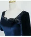 Vintage / Retro Navy Blue Sequins Prom Dresses 2026 A-Line / Princess Square Neckline Short Sleeve Backless Floor-Length / Long