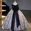 Élégant Noire Robe De Bal 2023 Robe Boule Bretelles Spaghetti Manches Courtes Dos Nu Noeud Longue Promo Robe De Ceremonie