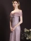 Charming Blushing Pink Beading Pearl Sequins Prom Dresses 2024 Trumpet / Mermaid Off-The-Shoulder Sleeveless Backless Floor-Length / Long Prom Formal Dresses
