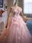 Lovely Blushing Pink Rhinestone Lace Flower Appliques Prom Dresses 2025 Ball Gown Strapless Bow Sleeveless Backless Floor-Length / Long Formal Dresses