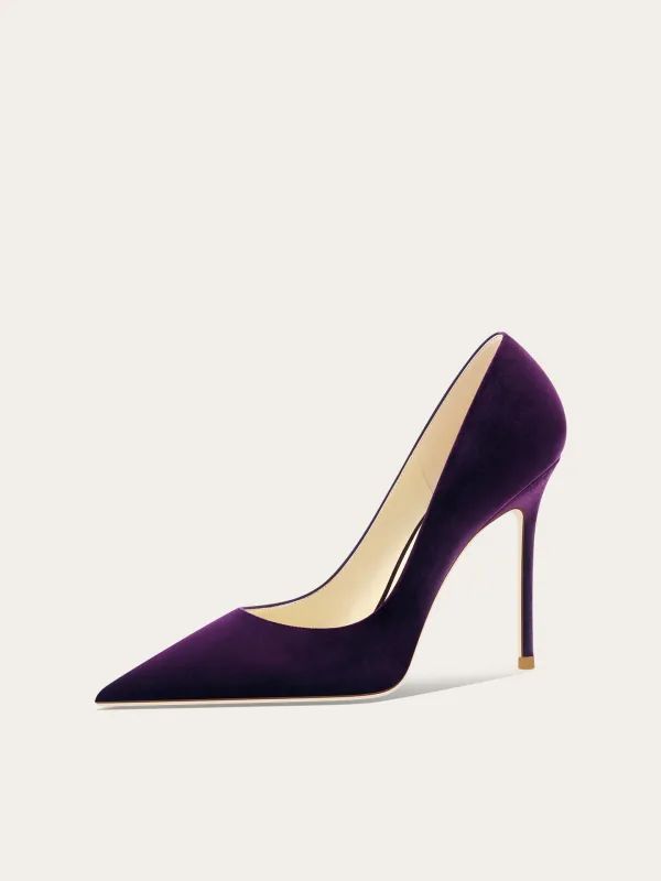 Élégant Violet Soirée Paillettes Escarpins 2026 Cuir 10 cm Talons Aiguilles À Bout Pointu Escarpins Talons Hauts