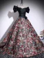 Unusual Multi-Colors Plaid Prom Dresses 2025 Ball Gown Off-The-Shoulder Short Sleeve Backless Floor-Length / Long Formal Dresses