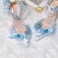 Charmant Himmelblau Perle Schleife Ball Sandalen Damen 2024 9 cm Stilettos Hochhackige Spitzschuh Sandaletten