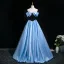 Elegant Pool Blue Prom Dresses 2025 Ball Gown Strapless Sleeveless Backless Floor-Length / Long Prom Formal Dresses
