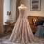 Luxury / Gorgeous Sparkly Champagne Beading Rhinestone Sequins Prom Dresses 2025 A-Line / Princess Strapless Sleeveless Backless Floor-Length / Long Formal Dresses