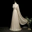 Chic / Beautiful Blushing Pink Pearl Rhinestone Prom Dresses 2024 A-Line / Princess One-Shoulder Sleeveless Backless Floor-Length / Long Prom Formal Dresses