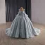 High-end Grey Beading Pearl Sequins Quinceañera Prom Dresses 2025 Ball Gown Square Neckline Short Sleeve Backless Court Train Formal Dresses