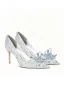 Charmant Argenté Cristal Chaussure De Mariée 2026 6 cm Talons Aiguilles Faux Diamant À Bout Pointu Mariage Escarpins