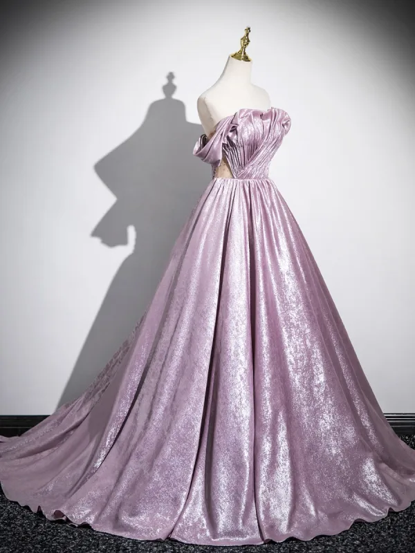 Élégant Rougissant Rose Perlage Glitter Robe De Bal 2025 Princesse De l'épaule Manches Courtes Dos Nu Train De Balayage Promo Robe De Ceremonie