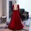 Simple Bordeaux Daim Velour Robe De Bal 2023 Princesse Encolure Dégagée Perlage Paillettes 3/4 Manches Longue Promo Robe De Ceremonie