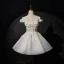 Charmant Blanche Perle Faux Diamant En Dentelle Fleur Appliques Robe De Mariée Courte 2024 De l'épaule Sans Manches Dos Nu Courte Robe De Mariée
