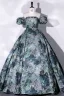 Vintage / Retro Multi-Colors Printing Satin Prom Dresses 2022 Ball Gown Strapless Short Sleeve Backless Floor-Length / Long Formal Dresses