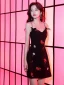 Sexy Schwarz Stickerei Kurze Partykleider 2024 Spaghettiträger Ärmellos Rückenfreies Cocktail Abend Festliche Kleider