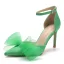 Chic / Beautiful Green Prom Bow Womens Shoes 2023 Ankle Strap 8 cm Stiletto Heels Pointed Toe High Heels