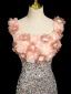 Scintillantes Rougissant Rose Appliques Paillettes Robe De Bal 2023 Princesse Encolure Carrée Sans Manches Dos Nu Train De Balayage Promo Robe De Ceremonie