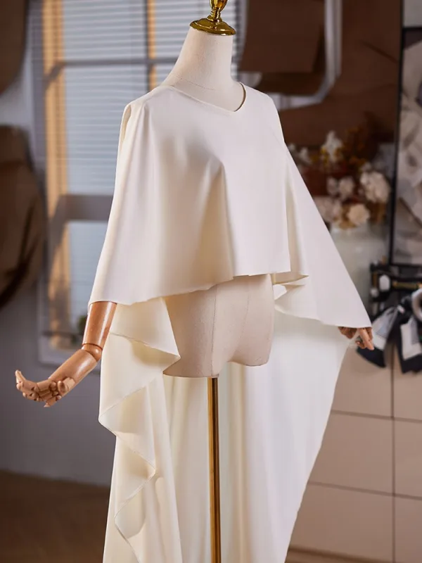 Vintage / Retro Ivory Scoop Neck Long Sleeve Prom shawl 2025