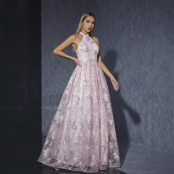 Chic Belle Rougissant Rose En Dentelle Fleur Robe De Bal 2025 Princesse Col Haut Sans Manches Longue Robe De Ceremonie
